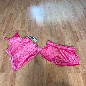 Pink velvet ice skating skirt set